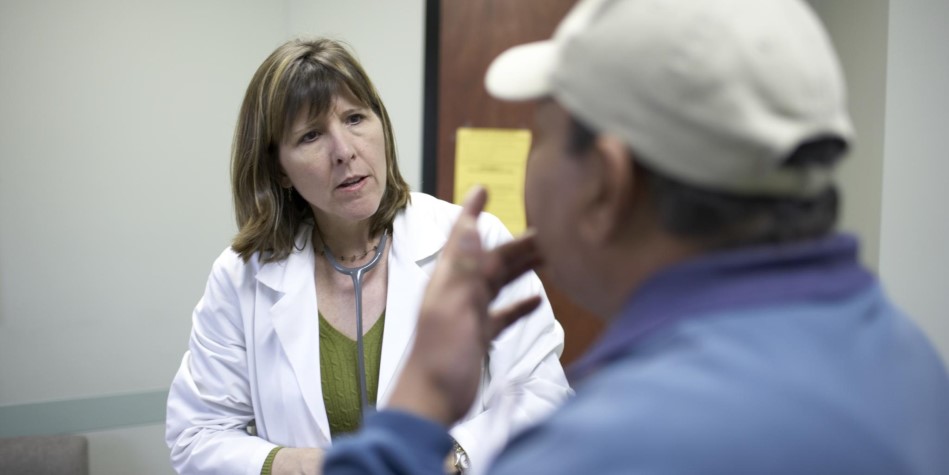 Doctor with patient