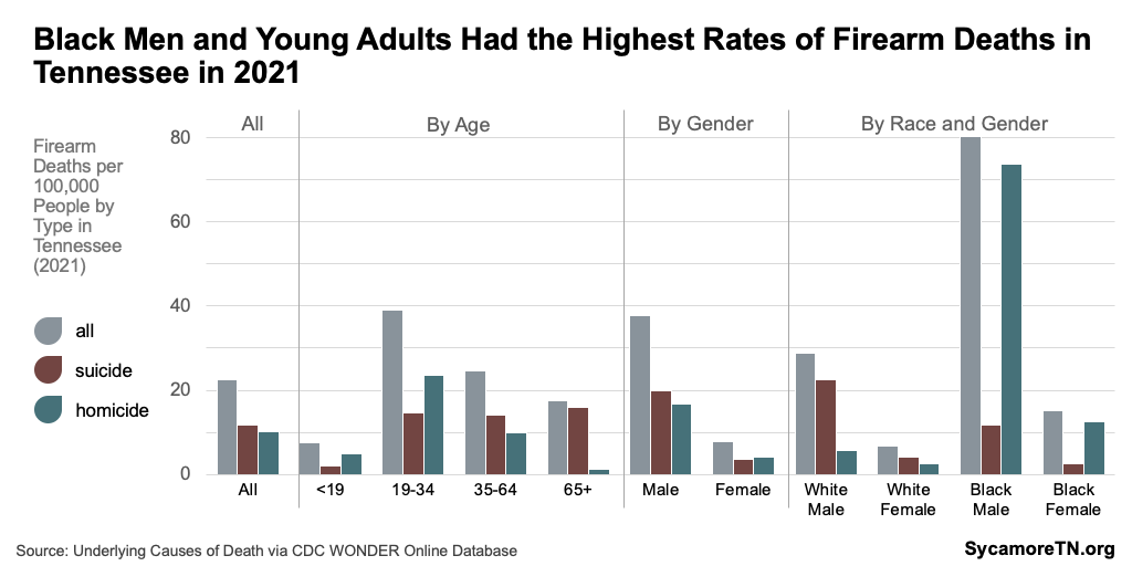 Black Men and Young Adults Had the Highest Rates of Firearm Deaths in Tennessee in 2021