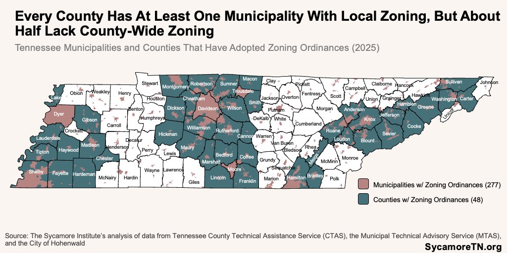 Every County Has At Least One Municipality With Local Zoning, But About Half Lack County-Wide Zoning